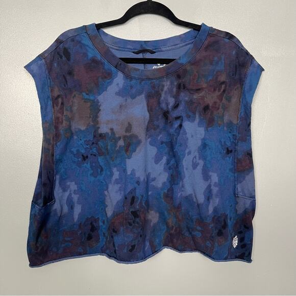 Free People Movement Oversized Cutoff Cropped Tank Raw Hem Blue Purple Size L - Picture 4 of 8